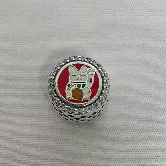 Pandora Double-sided Lucky Cat wealth Bead Charm, S925 Silver Jewelry - Picture 2 of 4
